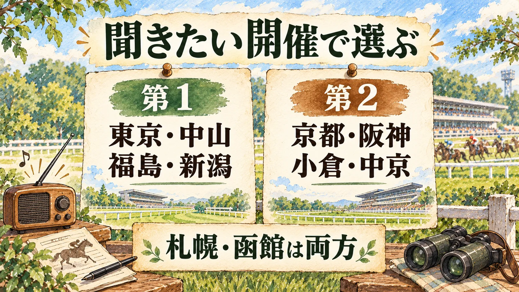 ラジオNIKKEI第1・第2の担当開催場と札幌・函館の両放送